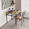 thumbnail image 1 of QinaQin Juego de comedor rústico de 3 piezas, mesa de metal y madera con 2 sillas tapizadas, ideal para espacios pequeños o departamentos, 1 of 8