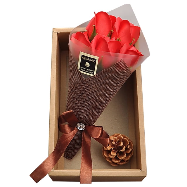 Dvkptbk Artificial 5 Roses Flower Leaf Mother's Day Bouquet Wedding Home Decoration
