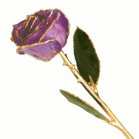 Leaf Orchid Flower - Lacquer Dipped Gold Trim Lilac Rose Figurine Orchid Leaf K Trimmed Keepsake Floral Home Decor Flower Gifts For Women For Her mothers day gifts mom wife daughter