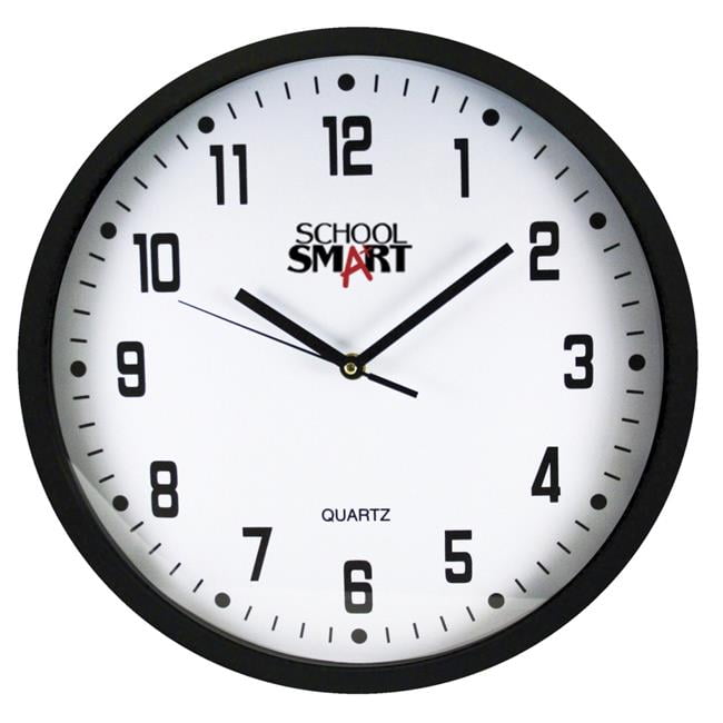 School Smart 1543107 Wall Clock 13 in. White Dial & Black Frame