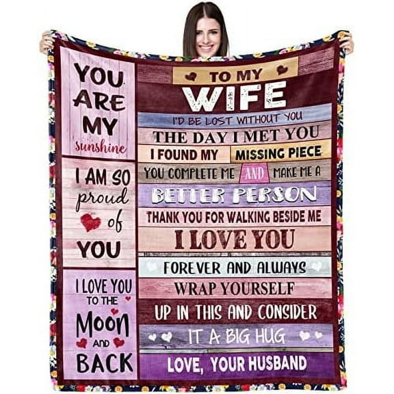 Blanket Gifts for Wife Romantic Anniversary Birthday Gifts for Wife Her I Love You Presents for Wife from Husband to My Wife Warm Gifts for Christmas Valentine's Mother's Day