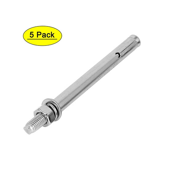 Unique Bargains 5Pcs M8 8mm Thread Hex Nut Sleeve Expansion Bolts Screws 120mm 5" Long