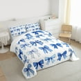 thumbnail image 3 of Manfei Chic Bowtie Bow Full Size Comforter Sets,Cute Bowknot Ribbon Bedding Comforter Set,Blue White Bedding Sets For Girls Teens,Super Cozy Room Decor,3 Pieces, 3 of 8