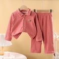 thumbnail image 6 of Wenfanal Pajamas for Kids Soft ,Girls Long Sleeve Fleece Button Down Sleepwear Kids Soft 2 Pieces Set Girls Fashion Size 5-6 Years,Red, 6 of 7
