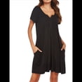 thumbnail image 2 of Camisones para Mujer, de Corta, con Bolsillos y Estampado Floral. Negro M, 2 of 5