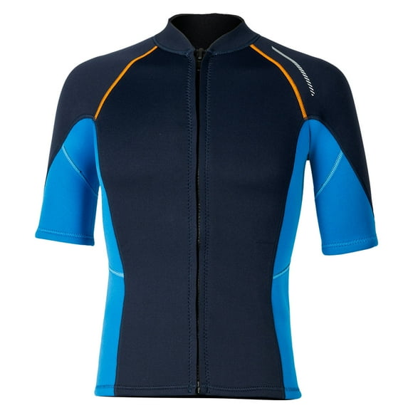 YUUMIN Adult 1.5mm Neoprene Wetsuits Top Short Sleeve Swim Shirts Water Sports Cover Ups Navy Blue M