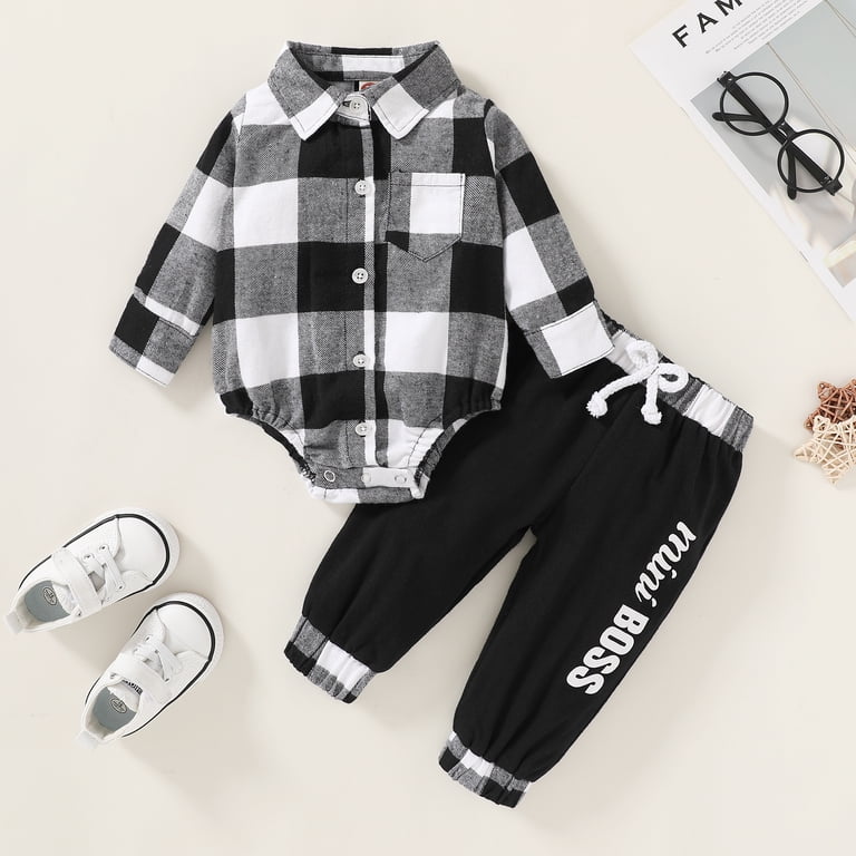 Younger Tree Baby Boy Flannel Plaid Bodysuit & Pants Set photo 4