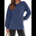 thumbnail image 2 of Camisas de Larga para Mujer, Blusas de Encaje, Ropa Informal de Negocios, Moda de Otoño, Blusas Tejidas Y2k Azul Marino S, 2 of 8