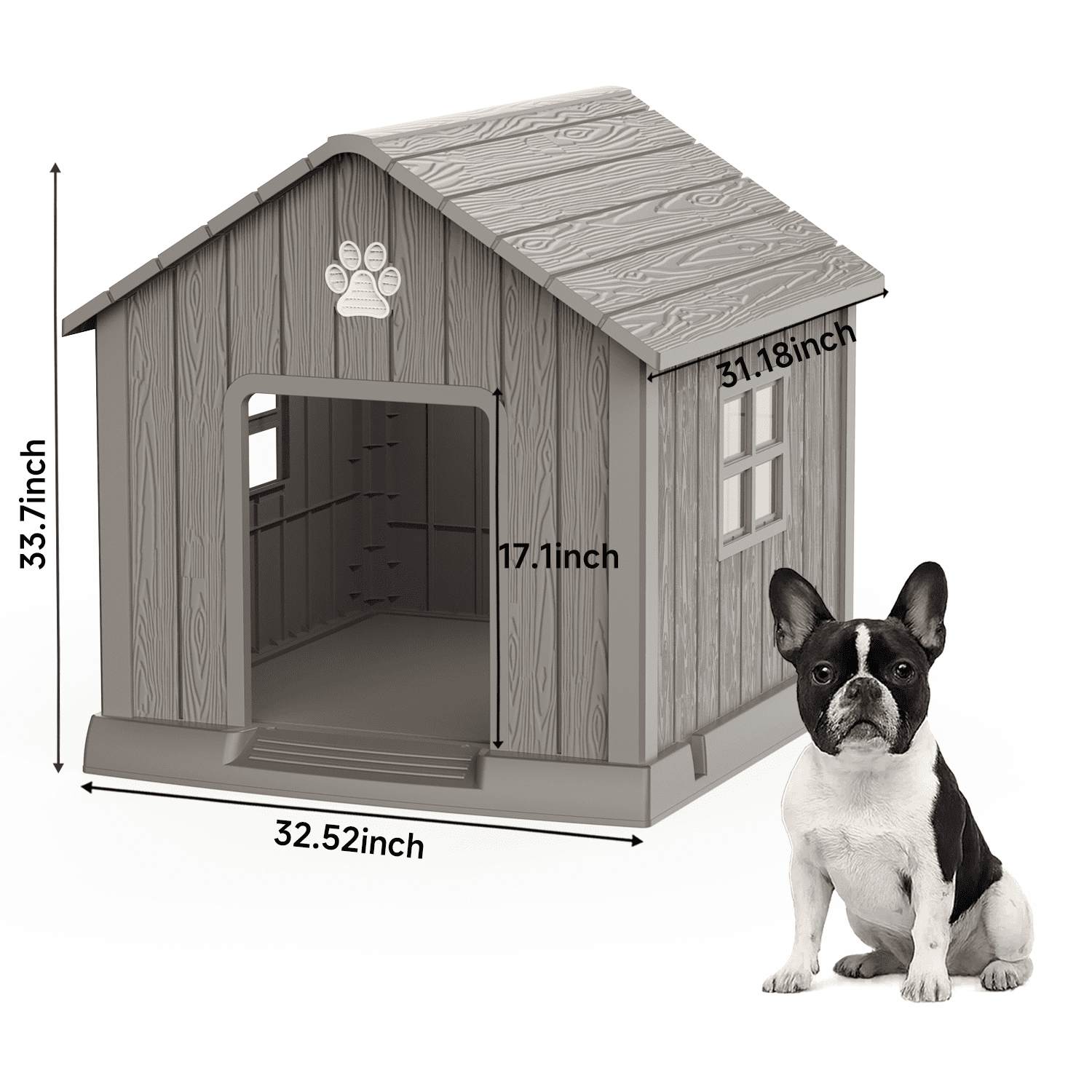 fazzn Durable Waterproof Resin Dog House for Small to Large Sized Dogs, Indoor Outdoor Doghouse Puppy Shelter with Elevated Floor, Easy to Assemble .Blue/Brown.Father's Day Gift
