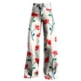 thumbnail image 4 of Women's Casual Pants Women'S Wide Leg Pant Vintage Floral Print High Waisted Straight Stretch Pants With Pockets,Red Women's Casual Pants XXL, 4 of 4