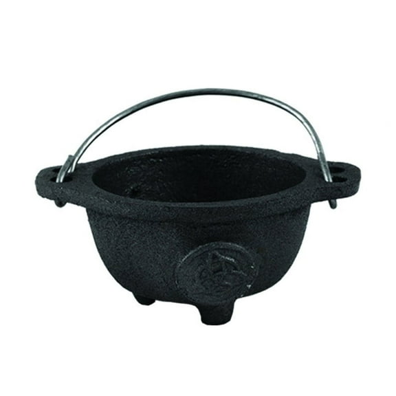 3" Triquetra Cast Iron Cauldron with Carry Handle for Spells, Smudging, Ritual & Blessings