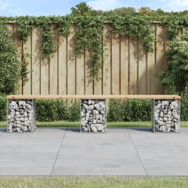 vidaXL Patio Bench Gabion Design 79.9"x12.2"x16.5" Solid Wood Pine