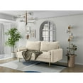 thumbnail image 3 of Enor Furniture Taverra 70" Round Arm Modern Velvet & Wood Sofa in Beige, 3 of 4