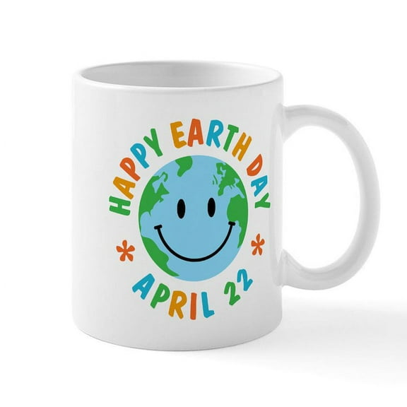 CafePress - Happy Earth Day Mug - 11 oz Ceramic Mug - Novelty Coffee Tea Cup