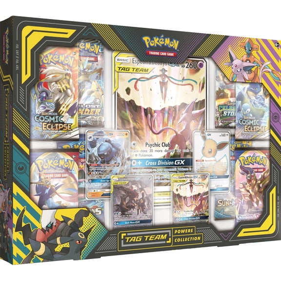 Pokémon TCG: TAG TEAM Powers GX Collection- Espeon & Deoxys-GX- 1 full-art foil card | 1 full-art foil card featuring Eevee-GX | 8 Booster Packs