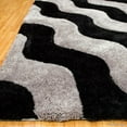 thumbnail image 3 of Allstar Grey Shaggy Area Rug with 3D Black Wavy Design. Contemporary Formal Tween Hand Tufted (7' 6" x 10' 5"), 3 of 4