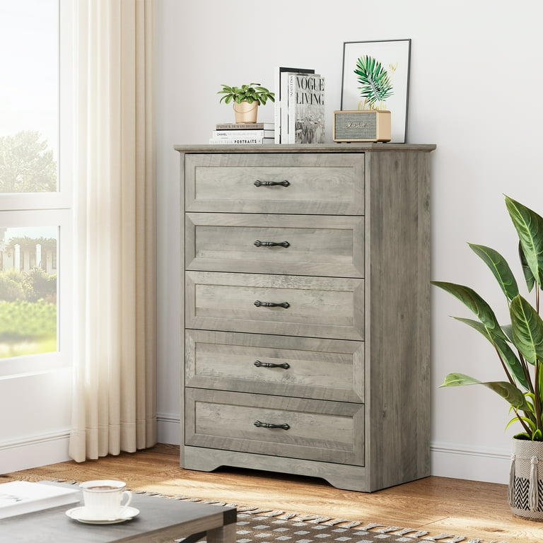 Grey wood tall dresser deals