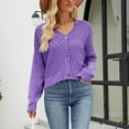 thumbnail image 4 of ShomPort Casual Fall Knit Tops for Women Long Sleeve Button up Solid Color Blouses Loose Fashion Clothes, 4 of 6