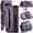 Purple, variant on Crossbody for Samsung Galaxy S10 Case Wallet【RFID Blocking】with 10-Card Holder Zipper Bills Slot, Soft PU Leather Magnetic Shoulder Wrist Strap for Galaxy S10 Wallet Case Women