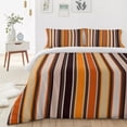 thumbnail image 4 of Vintage Striped 4 Piece Bedding Set, Orange Black Brown Stripes Simple Country Twin Size Duvet Cover Set with Zipper Closure & Corner Ties Soft Breathable Comforter Cover for Bedroom, 4 of 9