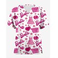 thumbnail image 2 of Uniforme de enfermería para mujer, top estampado de princesa Barbie, accesorios, uniforme de médico, uniforme de hospital, enfermera, salón de belleza, top esmerilado, 2 of 5