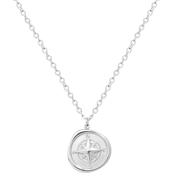 Stainless Steel Compass Style Charm Wedding Promise Statement Collar Necklace