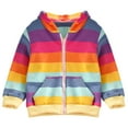 thumbnail image 1 of SYNPOS Toddler Kid Little Girls Zip-Up Rainbow Striped Hoodie Sweatshirt Jacket, 1 of 10
