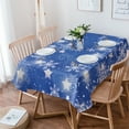 thumbnail image 2 of Christmas Snowflake Blue Background Wedding Table Cloth Waterproof Oilproof Dining Table Cover Kitchen Home Decor Tablecloth, 2 of 7