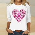 thumbnail image 2 of Brnmxoke Breast Cancer Shirts for Women Pink Ribbon Breast Cancer Awareness T-Shirt Casual 3/4 Length Sleeve Round Neck Tops White,XL, 2 of 4