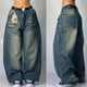 thumbnail image 2 of 2024 nuevo americano Harajuku Retro recto de cintura alta Y2K estilo callejero mujeres lavado azul bolsillos pantalones vaqueros holgados pantalones anchos góticos, 2 of 5