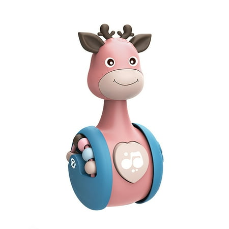 

Sliding Deer Tumbler Baby Rattle Deer Educational Toy Funny Walking Training Toy Cartoon Deer Tumbler Learning Toy with Beads Rail Hand Bell for Babies Toddlers Home