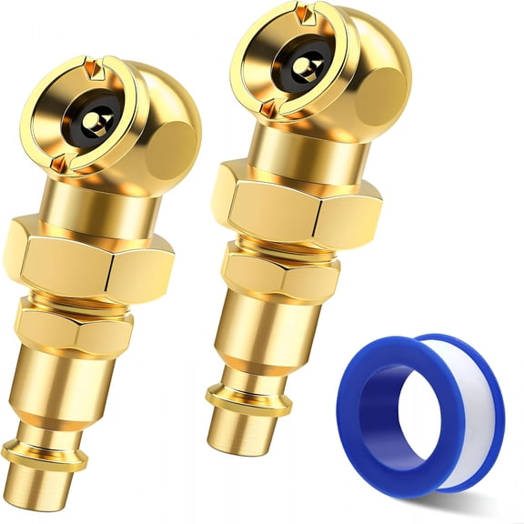 CURYmay 2 Pack Ball Foot Air Chuck Set, 1/4 NPT Closed Flow Tire Inflator Nozzle with Quick Connect, Brass Compressor