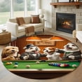 thumbnail image 3 of 6ft Washable Round Rug, Dog Playing Billiards Non-Slip Circle Area Rug for Living Room Bedroom, Funny Animal Indoor Floor Mat for Home Decor, 3 of 9
