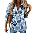 thumbnail image 4 of USSUMA Womens Plus Long Sleeve Tops Loose Fit, 2022 Summer Fall Women's Loose Blouses Long Sleeved Button Down Shirt Leaves Printed Tunic Tops for Female Fall, 4 of 5