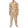 thumbnail image 3 of Picia Floral Strawberr Pattern Men’s Long-Sleeve Sleepwear Set - Soft 2-Piece Loungewear with Pockets, Comfy PJs for Relaxing Nights-Medium, 3 of 7