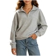 thumbnail image 1 of Mifsaly Girls Quarter Zip Pullover Sweatshirt Kids Back to School Sweatshirts Stand Collar Long Sleeve Fall Winter Casual Everyday Clothing, 1 of 4