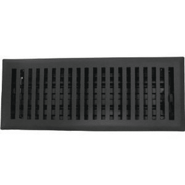 4" X 10" Contemporary Flat Black Floor Register / Vent Cover