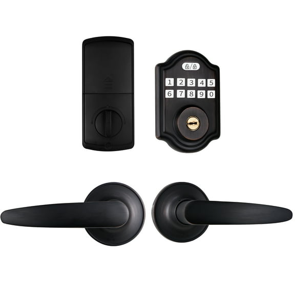 Keyless Entry Door Lock, Electronic Keypad Deadbolt with Door Level, Deadbolt Smart Door Lock for Front Door, Front Door Lock Set, Auto Lock, Easy Installation, Aged Bronze