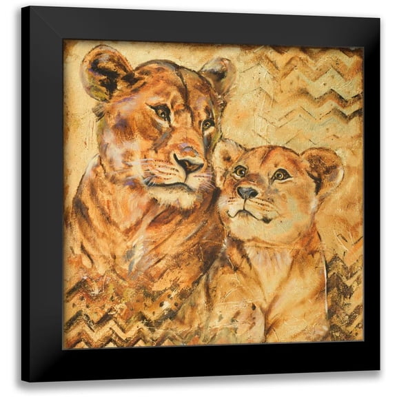 Pinto, Patricia 12x12 Black Modern Framed Museum Art Print Titled - Safari Mother and Son II