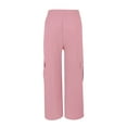 thumbnail image 6 of Pink Womens Cargo Pants Womens Daily Elastic Waist Pockets Straight Solid Color Casual Pants Loose Pockets Cargo Long Trousers, 6 of 6