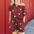 thumbnail image 2 of Women's Summer Jumpsuits Casual Off Shoulder Short Sleeve Shorts Loose Jumpsuit Rompers with Pockets Drawstring, 2 of 7
