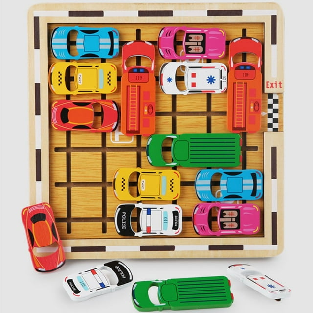Early Education Car Road Moving Out Warehouse Exercise Brain Ability Logical Thinking Training Wooden Toy Gifts