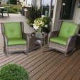 thumbnail image 3 of MeetLeisure 3-Piece Patio Wicker Outdoor Rocking Chair Set with Green Cushions, 3 of 11