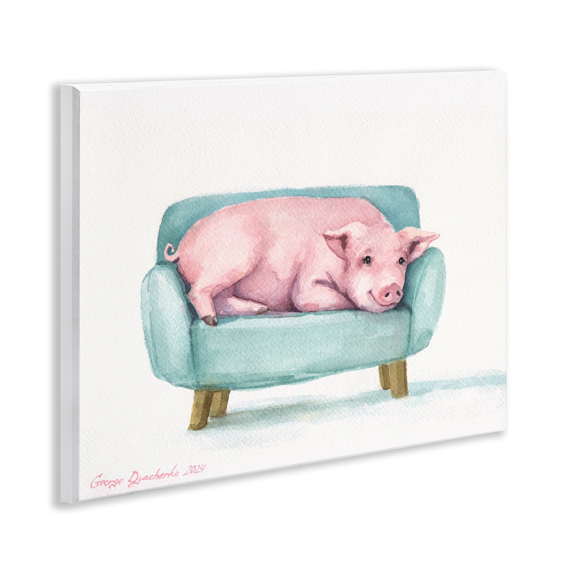 Stupell Industries Cute Piglet on Armchair Wall Plaque Art, design by George Dyachenko