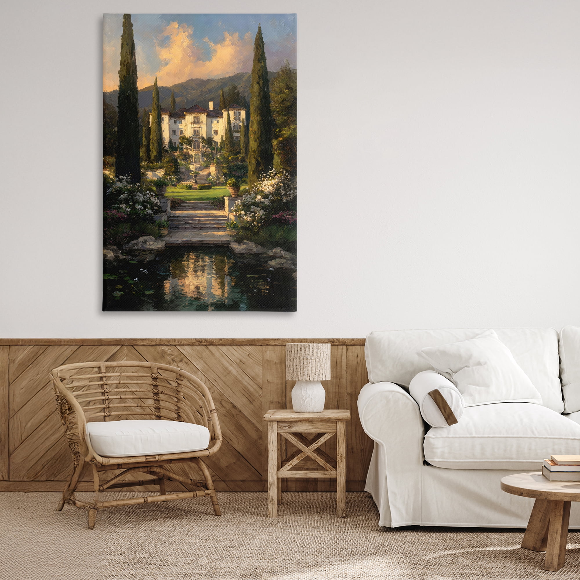 Stupell Industries Victorian Mansion at Sunset Canvas Wall Art, design by Petal Prints Design