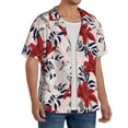 thumbnail image 2 of Rateoe Lilies Flowers Pattern Men's Short Sleeve Classic Shirt, Casual Short-Sleeved Shirt, Lightweight Summer Shirt, Cuban Collar Shirt,Button-Front Shirt-Large, 2 of 5