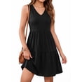 thumbnail image 2 of MOYIKO Summer Dresses for Women Casual V Neck Sleeveless Sundresses Beach Vacation Black Tank Short Dress with Pockets, 2 of 7