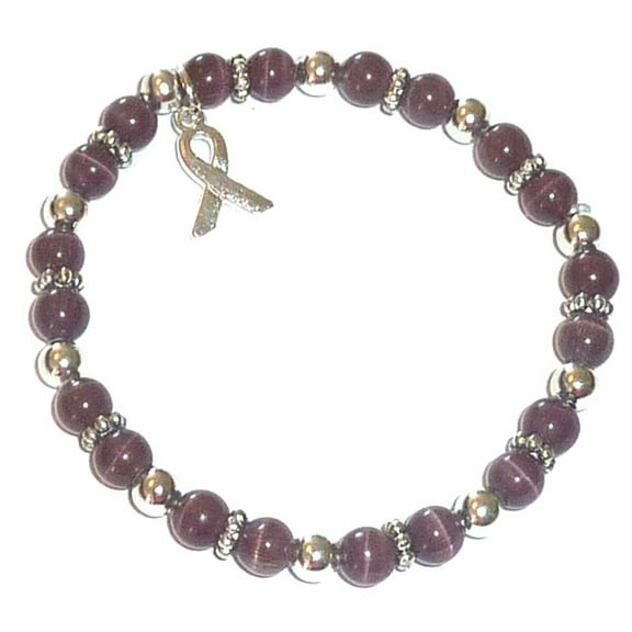 Pancreatic Cancer Bracelet - Dark Purple Cancer Awareness Stretch Bracelet - Fits Adults - Packaged