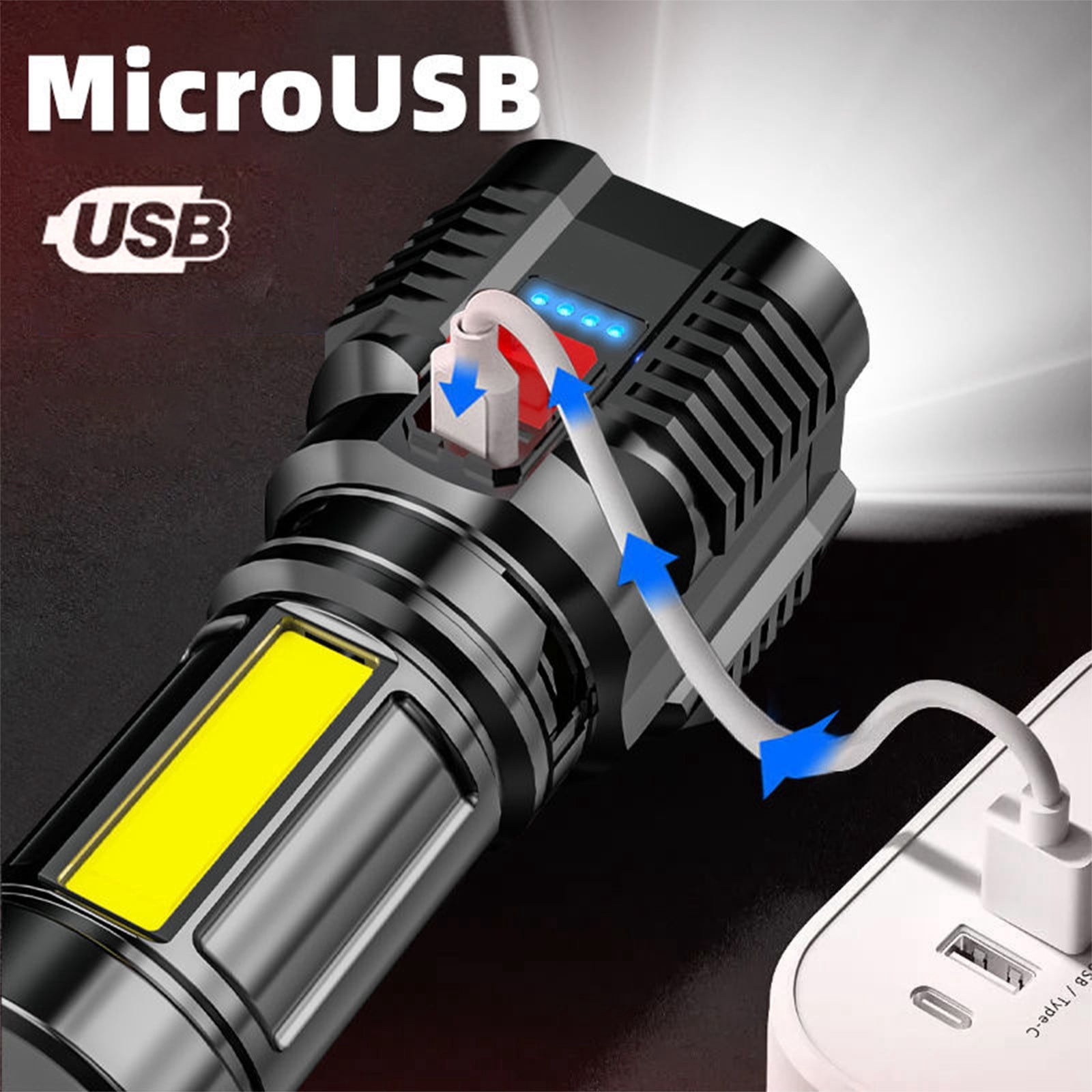 Yannianjz 3Pcs LED Flashlights Rechargeable, Super Bright 5 Modes Camping Flashlight, Mini Flashlight Table Lamp for Outdoor Lighting, Emergency, Hiking