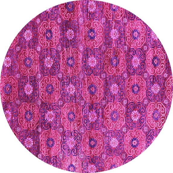 Ahgly Company Indoor Round Oriental Pink Industrial Area Rugs, 5' Round